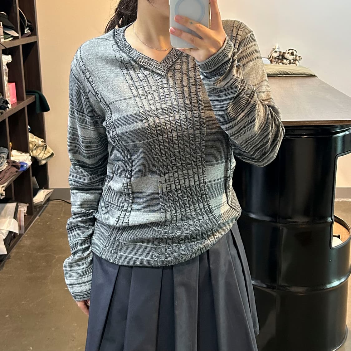 그레이 패턴 니트 상품이미지2