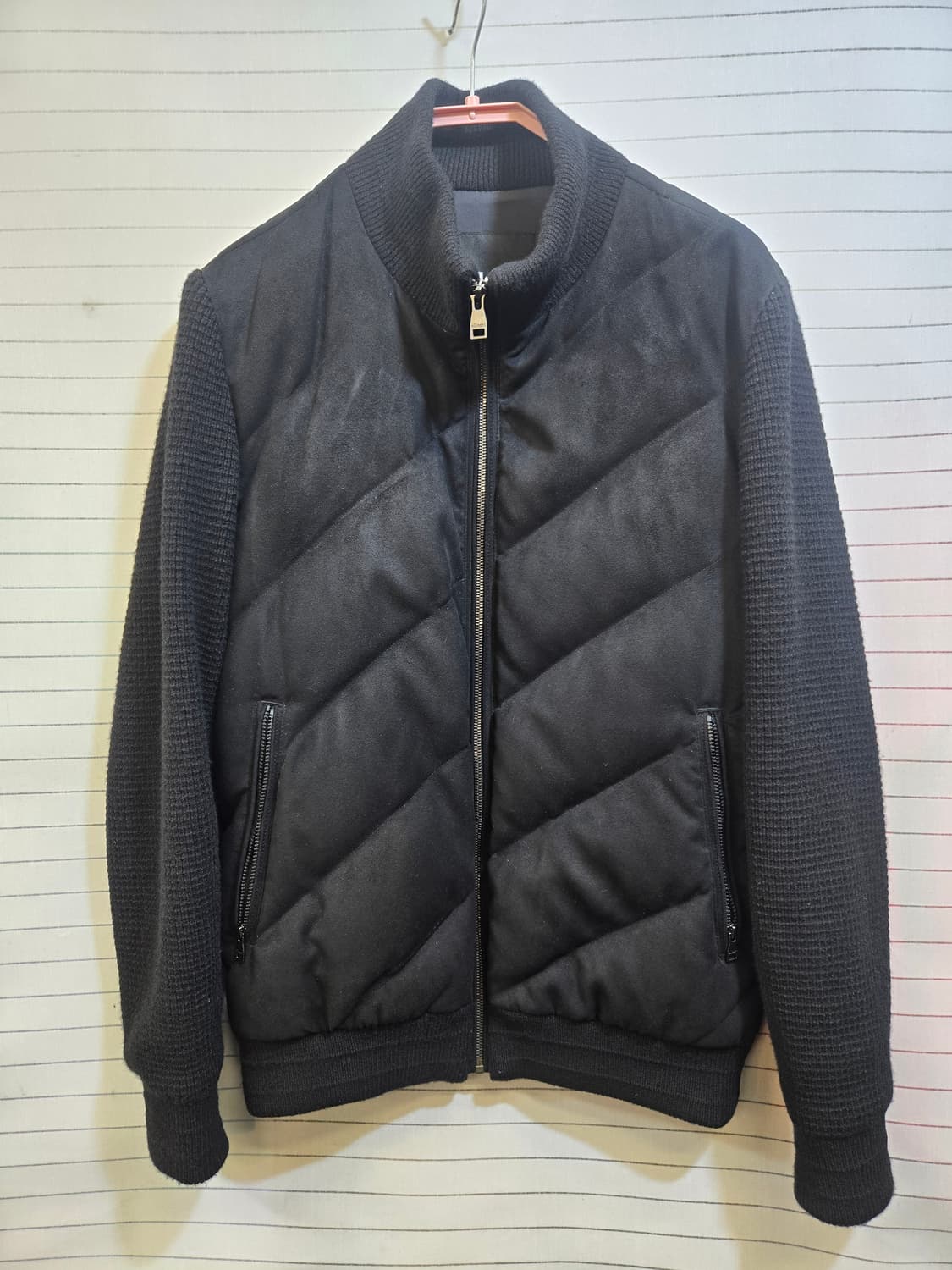 알레그리 블랙 패딩 니트 소매 점퍼 상품이미지1