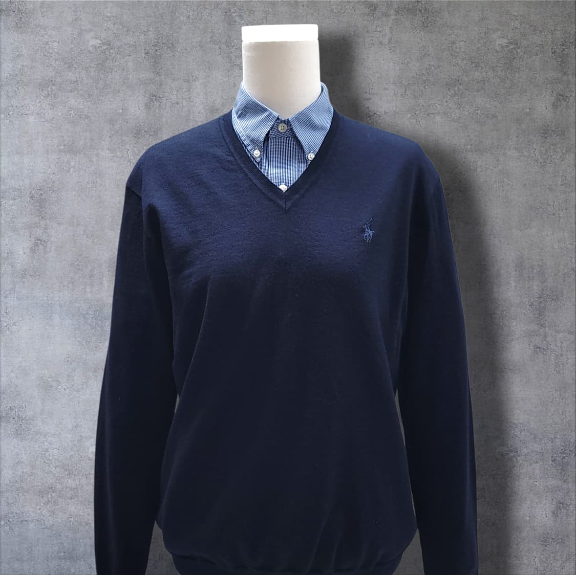 [M] 폴로 네이비 워셔블 메리노 울 브이넥 니트 상품이미지3