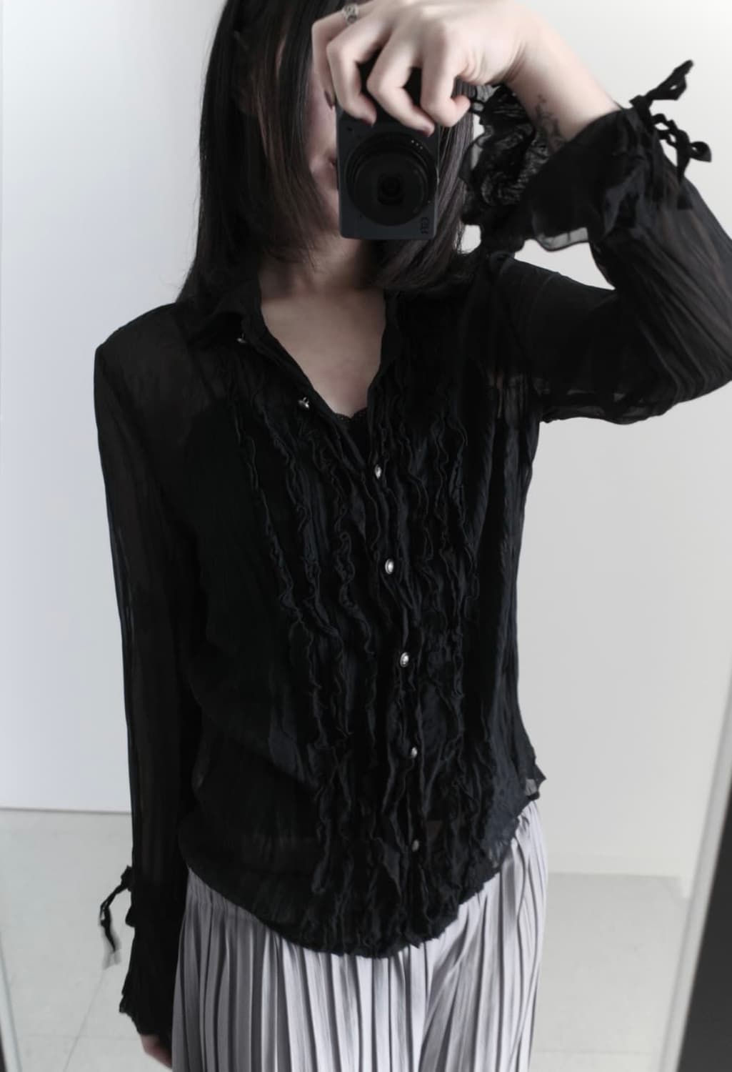pleats see-through blouse 플리츠 시스루 블라우스  상품이미지10