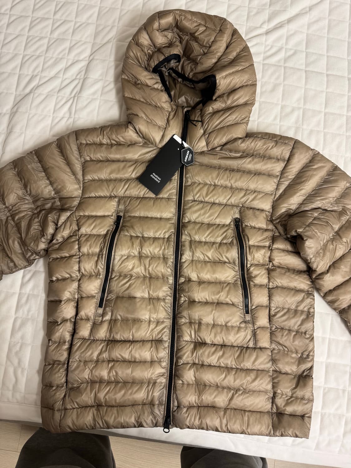 무탠다드 시티 레저 시어 립스탑 후디드 라이트 다운 자켓 머드베이지 상품이미지2