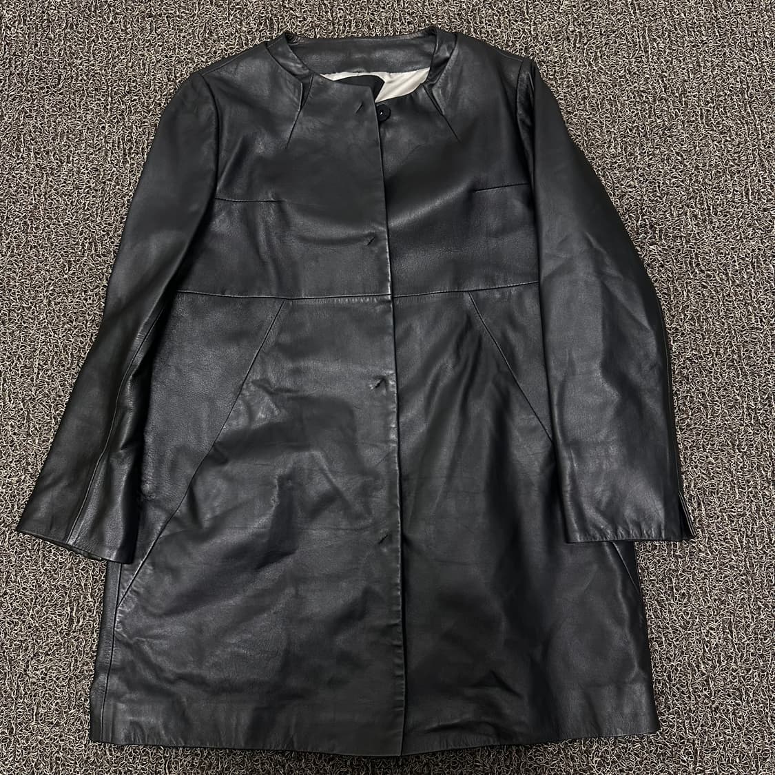 데무 박춘무 여성 양가죽 롱코트 블랙 85사이즈 상품이미지1