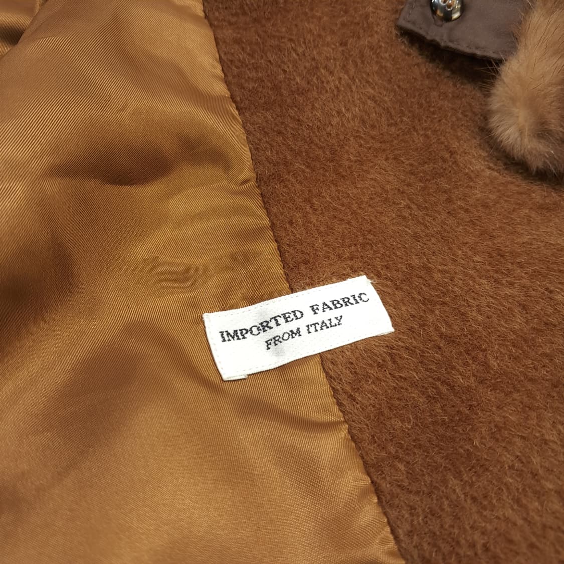 CN699 M 버버리 카멜브라운 이태리 울 퍼 카라 코트 상품이미지7