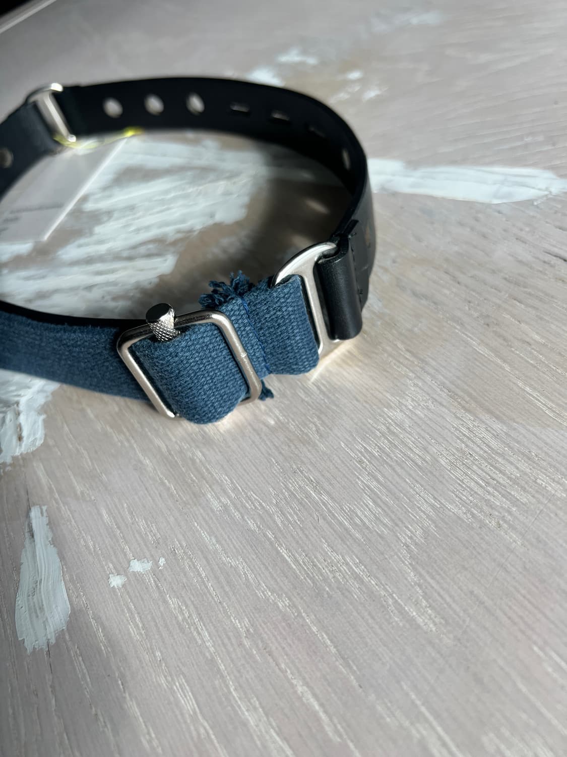 kotohayokozawa 트윌 앤드 레더 벨트 블랙 네이비 free사이 상품이미지3