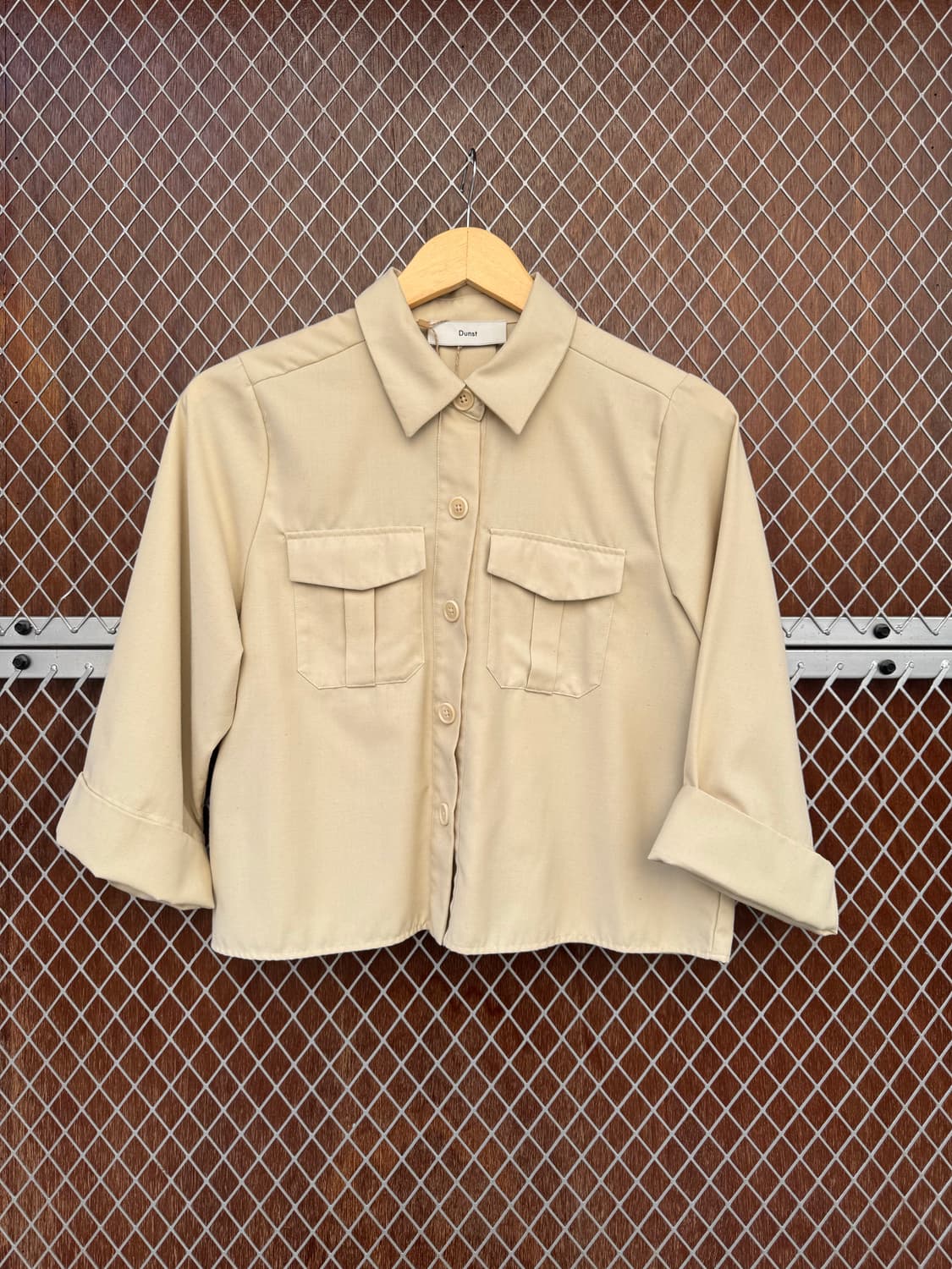 던스트 베이지 포켓 카브라 클래식 크롭 셔츠 블라우스 S 상품이미지6