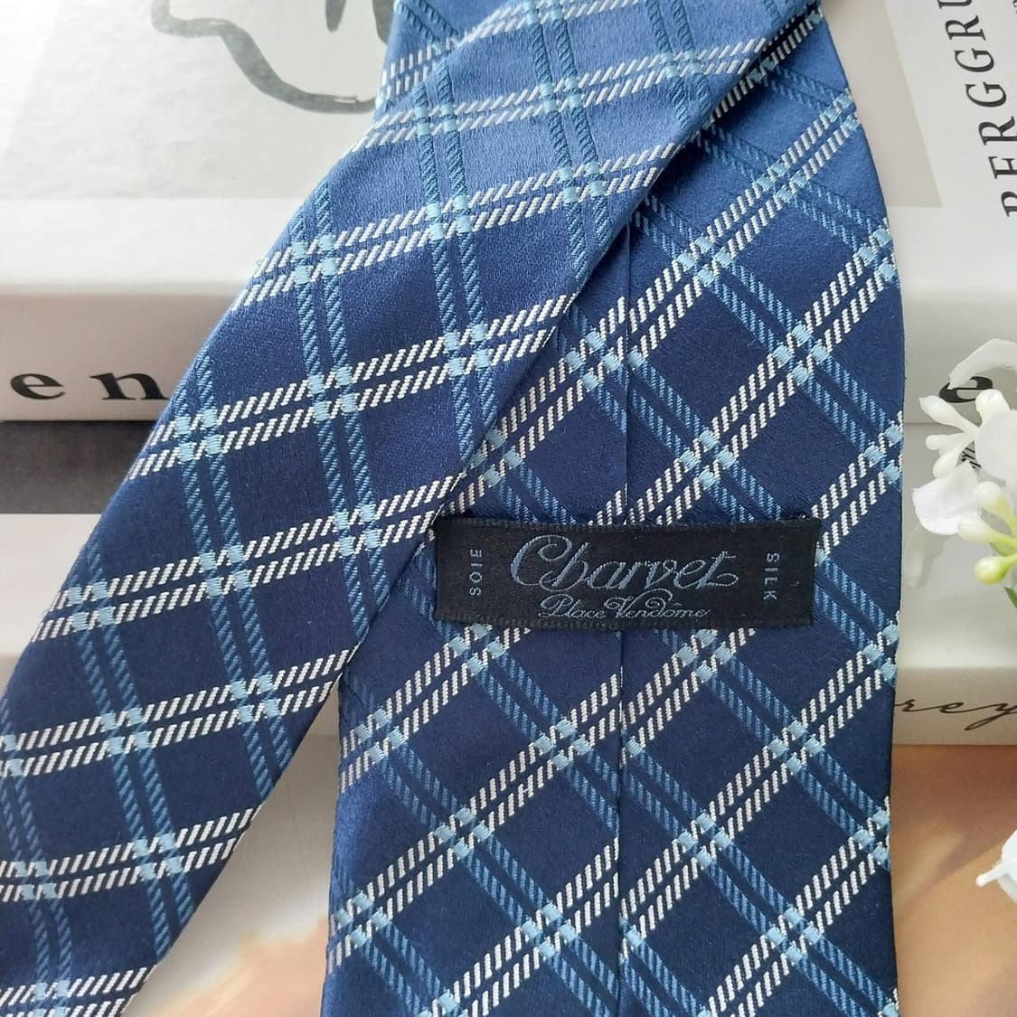 샤르베 실크 네이비 플래드 넥타이 9.2cm A+등급 K1652
 상품이미지6