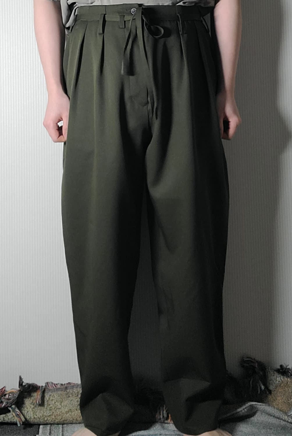 소시오츠키 링 벨티드 울 팬츠 상품이미지2