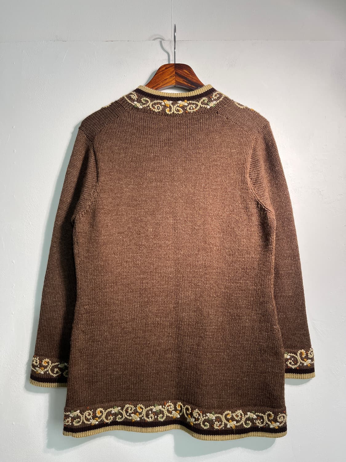 Wool 100% 울 100% 자수 롱 가디건 집업  상품이미지2