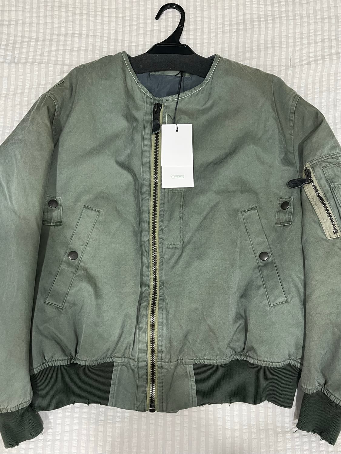 A.presse 빈티지 실크 플라이트 커스텀 자켓 세이지 상품이미지1