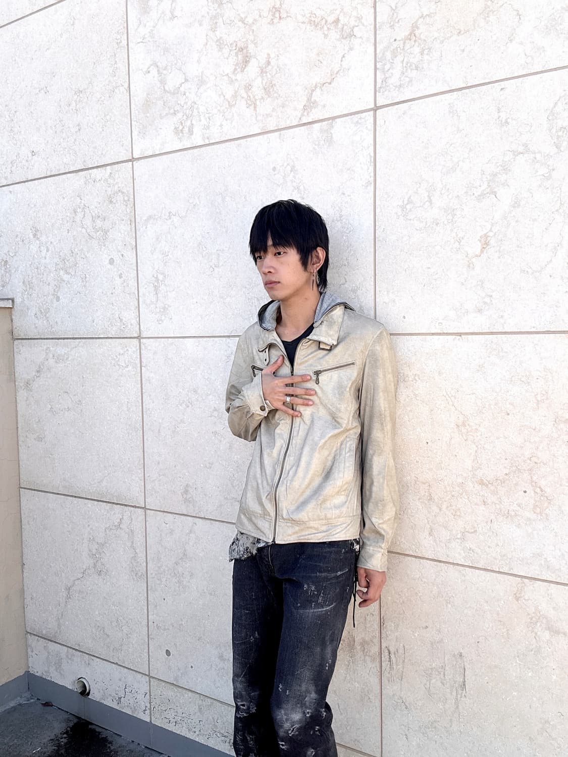 Dirty Washed Neck Buckle Detail Jacket 상품이미지1