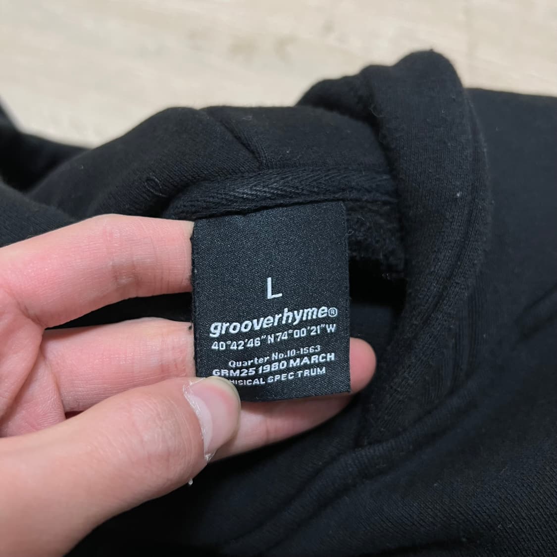 그루브라임 남여공용 레터링 백로고 기모 후드티 [블랙] L/100 상품이미지7