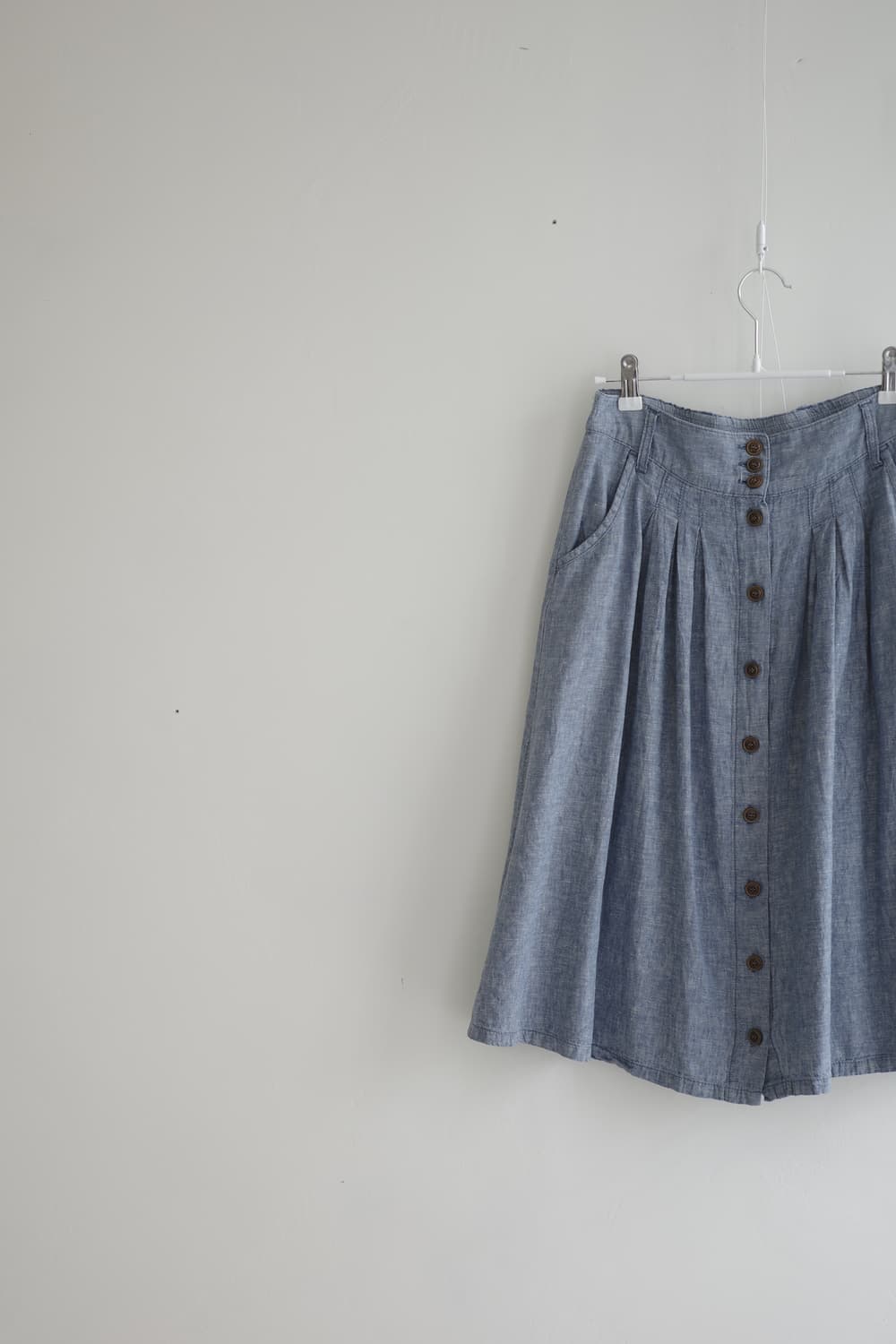 블루 린넨 버튼 스커트 상품이미지3