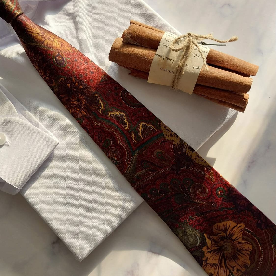 랑방 실크 브라운 리프 패턴 넥타이 9.1cm A+등급 K1696
 상품이미지8