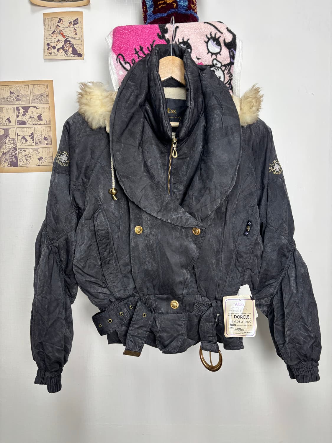 y2k 일본빈티지 빈티지 퍼 트리밍 패딩 점퍼 상품이미지1