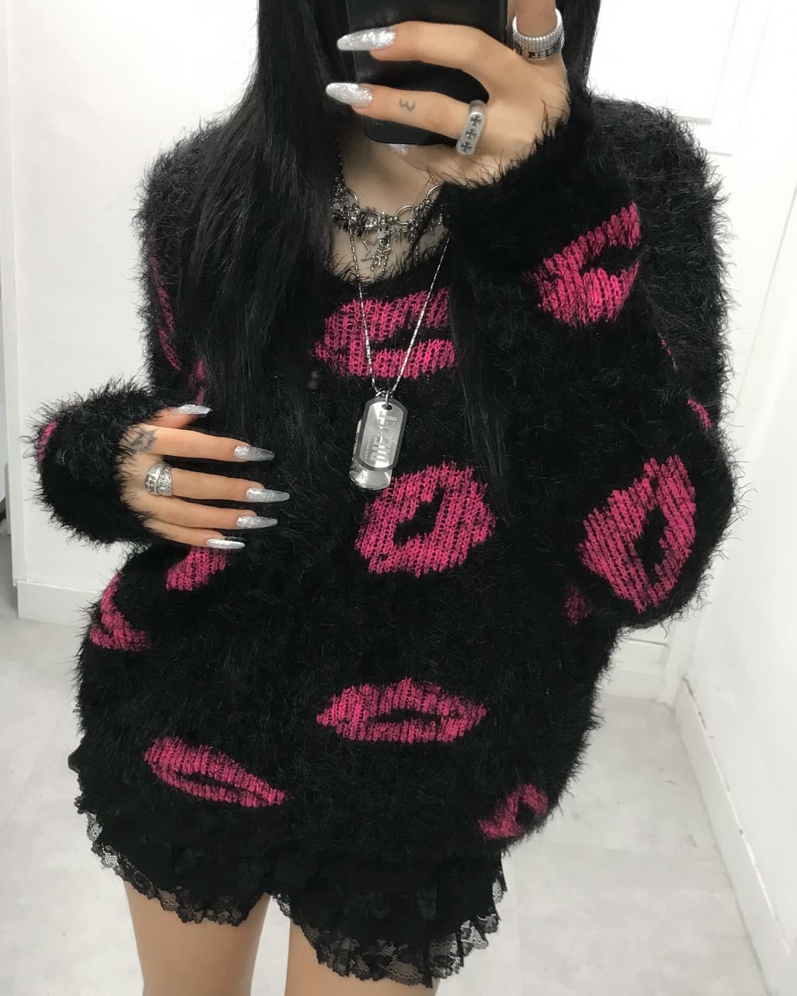 펑크 키스 마크 니트 상품이미지2