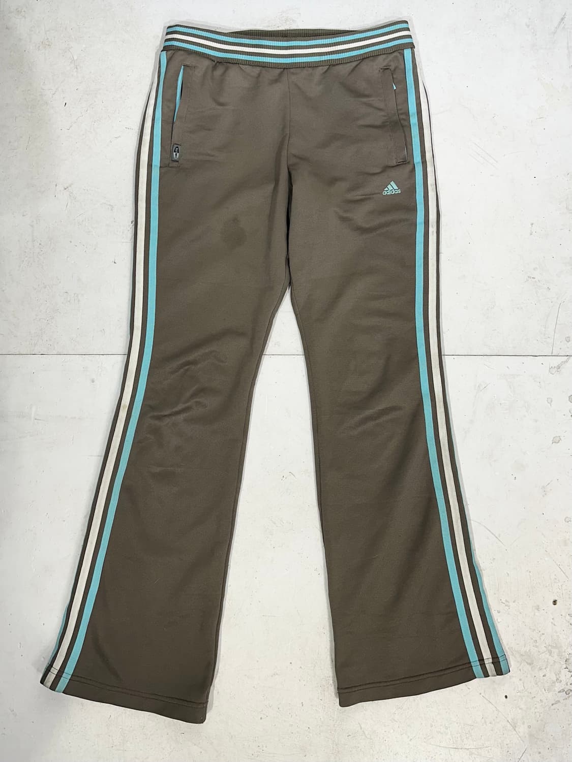 아디다스 카키 와이드 부츠컷 삼선 추리닝 바지 트레이닝 팬츠 L 상품이미지4