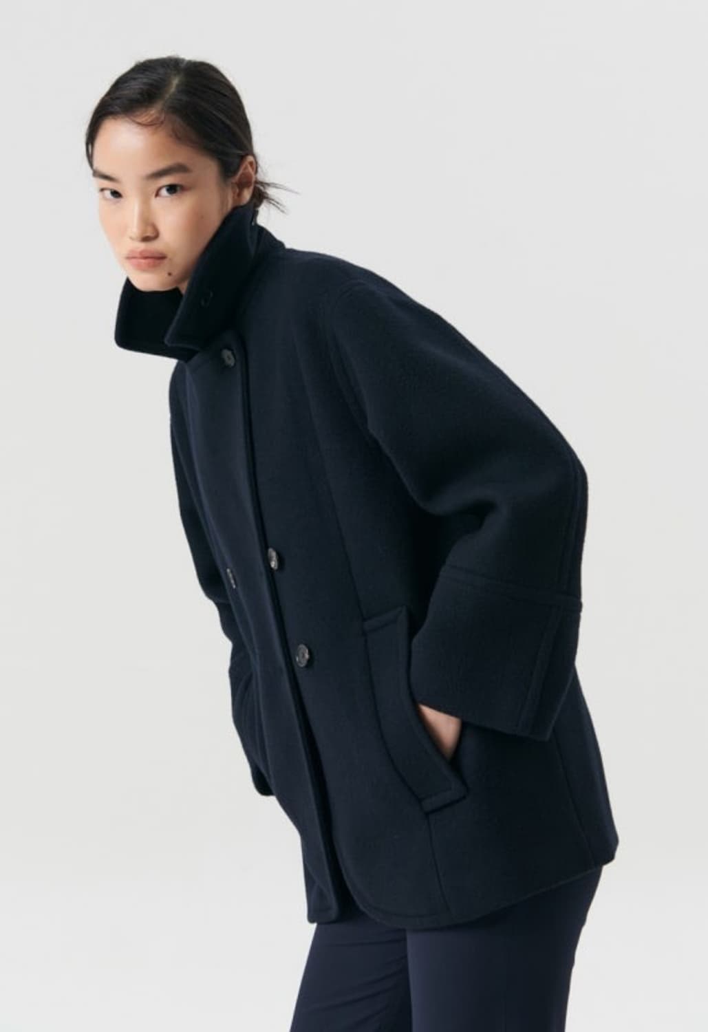 [36(S)] 이아 EAAH 오웬 코트 네이비 상품이미지1