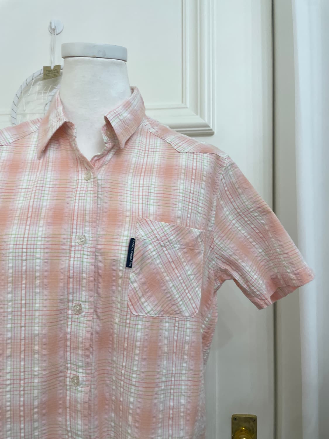 coral check basic fit shirt(size-M) 상품이미지6