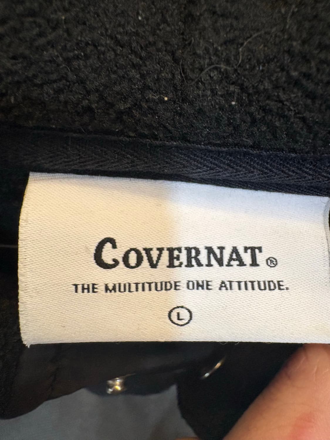 커버낫 블랙 플리스 풀오버 후드티 L 상품이미지4