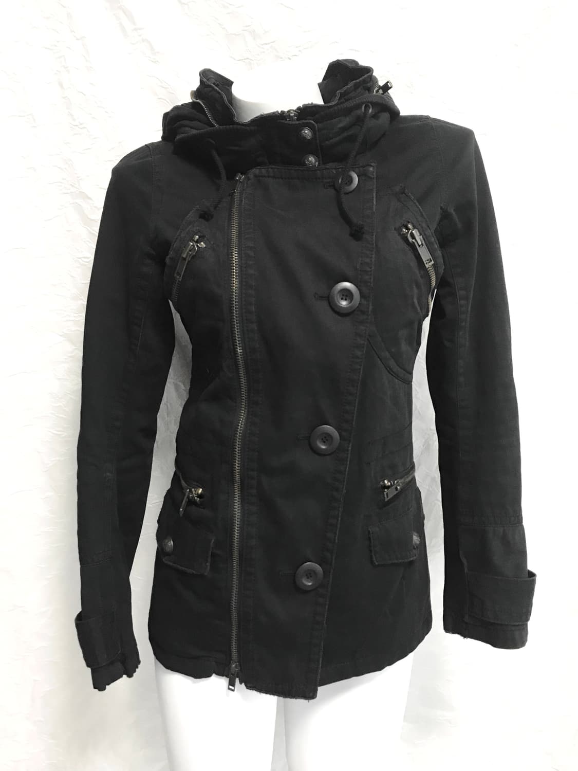 빈티지 y2k 펑크 지퍼 디테일 하이넥 후드 점퍼 자켓 상품이미지3
