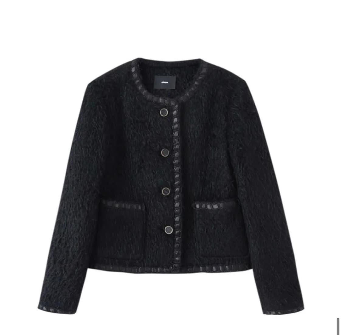 Tweed Fur Jacket, Black 상품이미지3