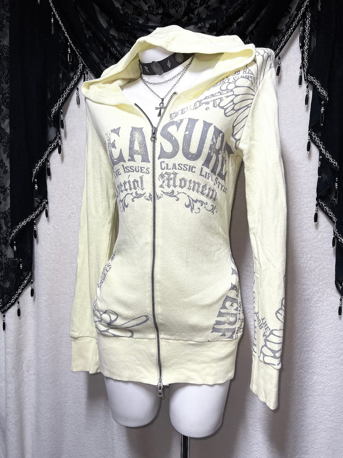 glitz 글리츠 갸루 펑크 y2k 와투케 레터링 투웨이 후드집업 원피스 상품이미지6