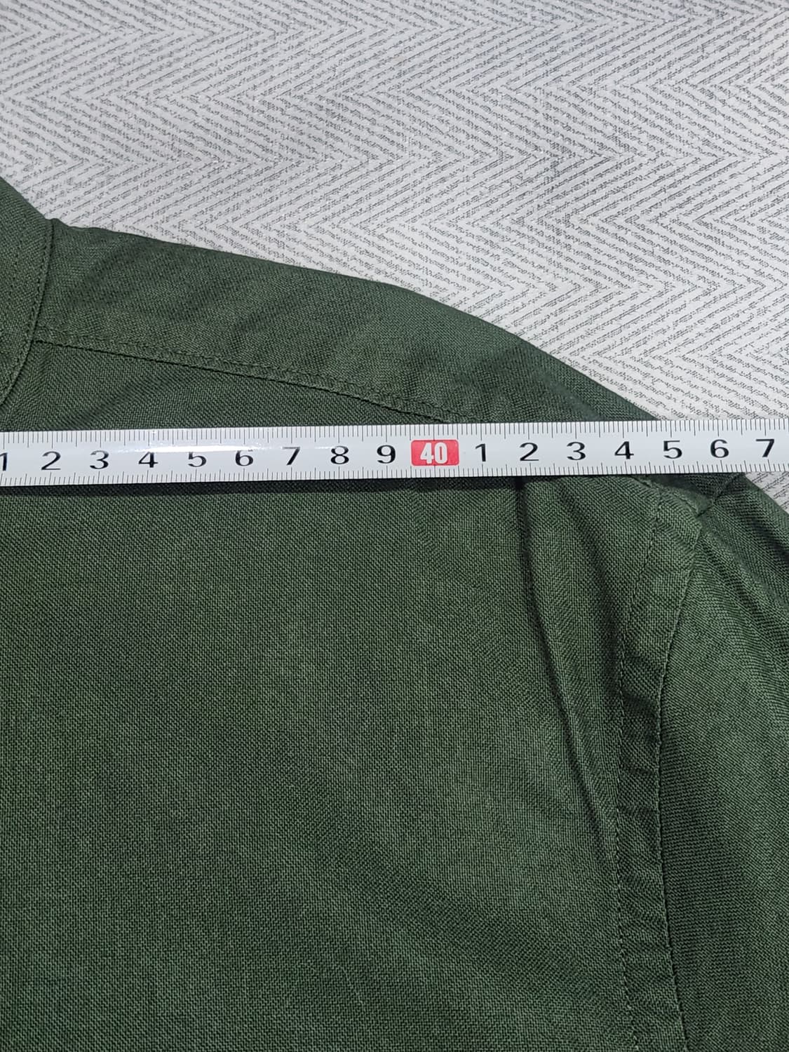 [L] 자라 릴렉스핏 차이나 카라 셔츠 진녹색 남성 L 상품이미지10