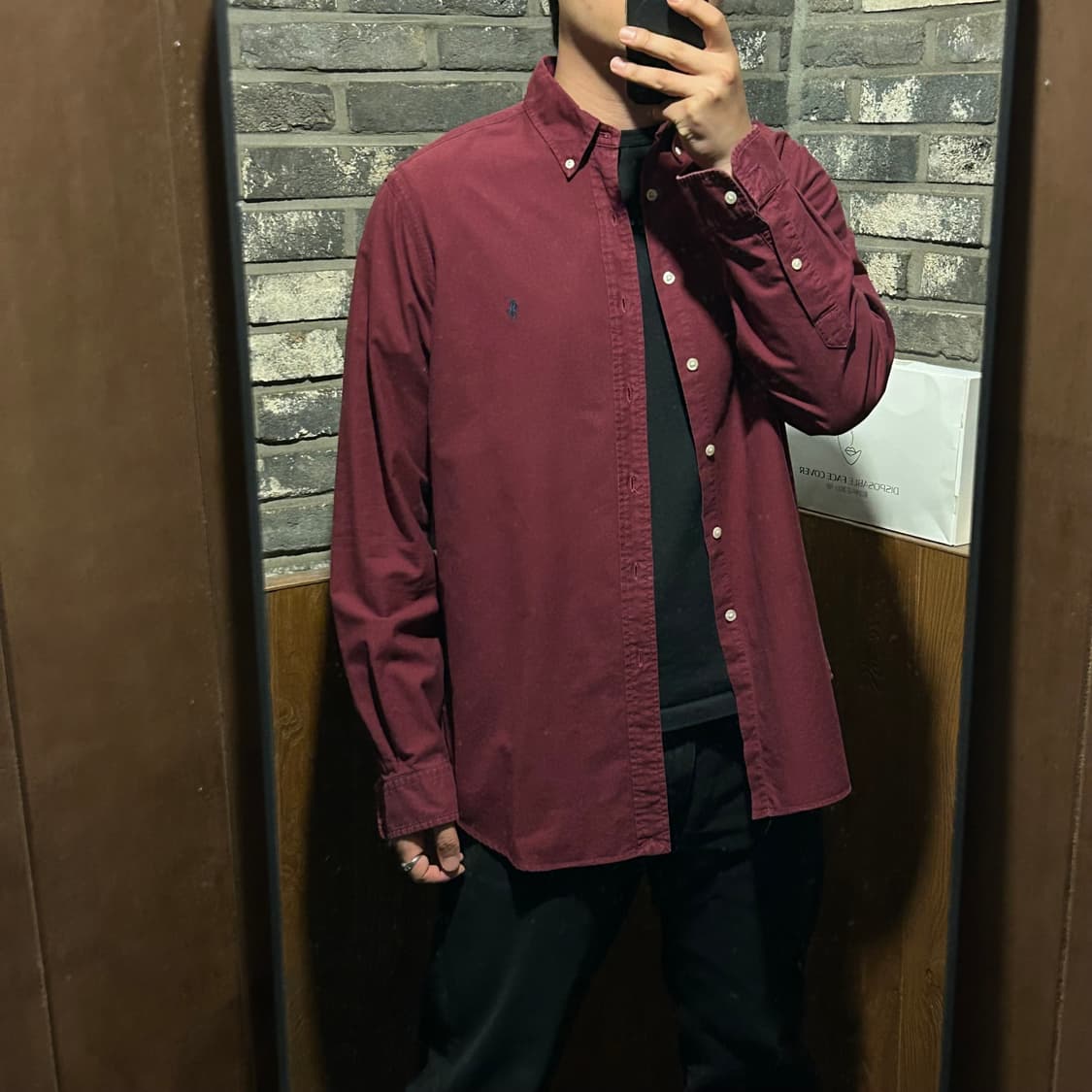 L) 폴로 랄프로렌 클래식 가먼트다이 셔츠 버건디 상품이미지8