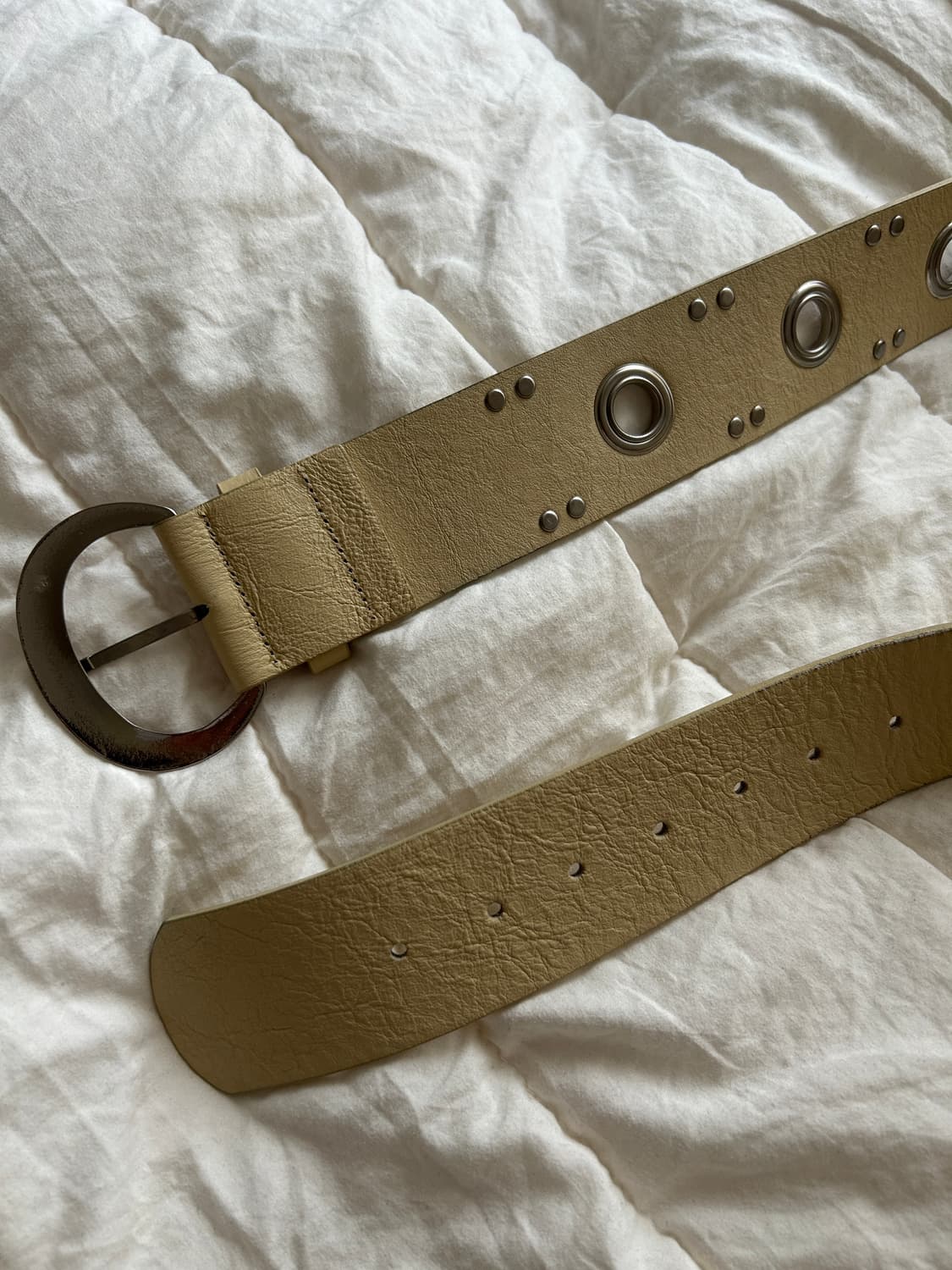 샌드뮤지엄 EYELET LEATHER BELT [Butter Yellow 상품이미지2