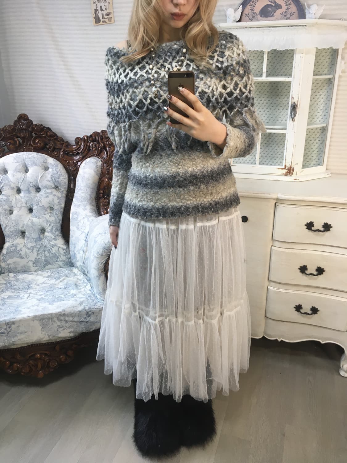 빈티지 히피페어리 그런지 글리터 니트 상품이미지5