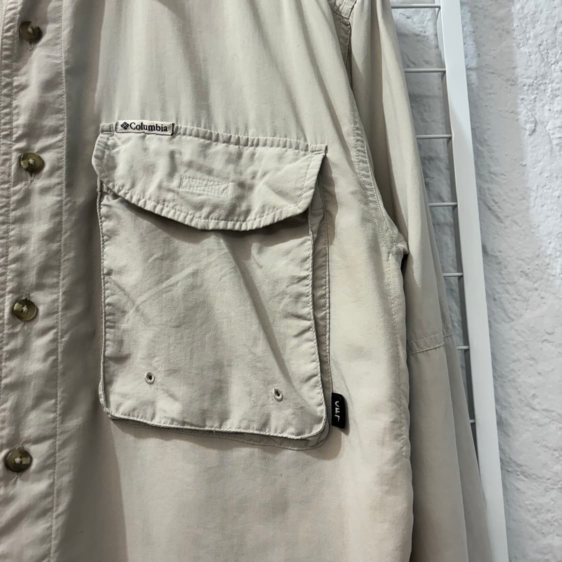 90s 컬럼비아 빈티지 라이트 베이지 셔츠 S 상품이미지5