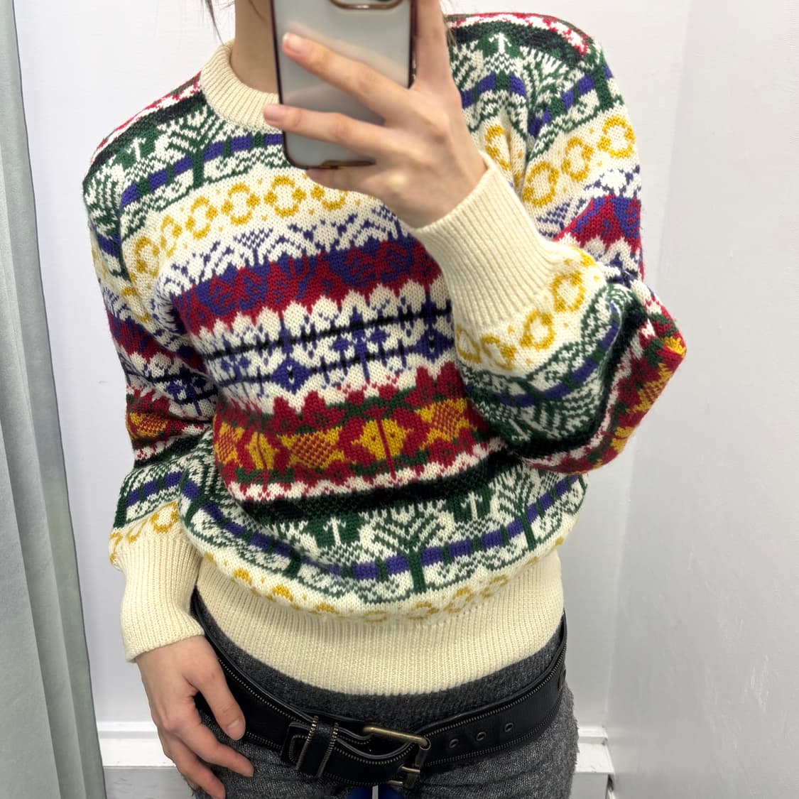 감스 아이보리 노르딕 패턴 모니트 상품이미지3