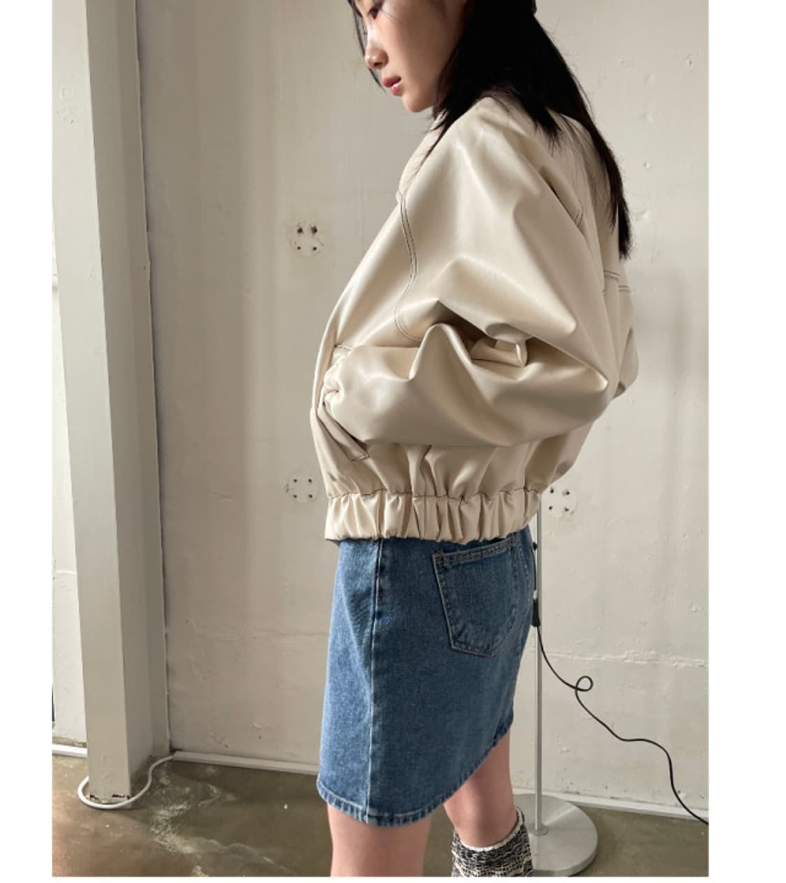 새상품) 김아홉 9.HOPE 스티치 레더 자켓 상품이미지6