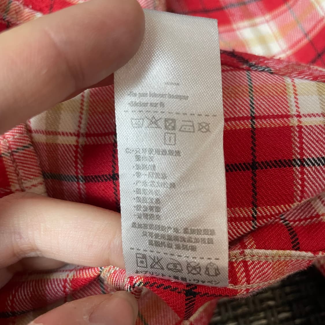 라코스테 미니로고 레드 슬림핏 체크 셔츠 상품이미지6