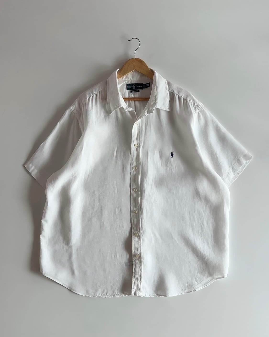폴로 랄프로렌 화이트 린넨 반팔 셔츠 2XL 상품이미지1