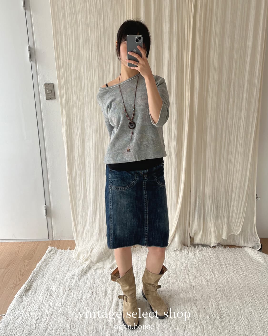 vintage midi denim skirt 상품이미지8