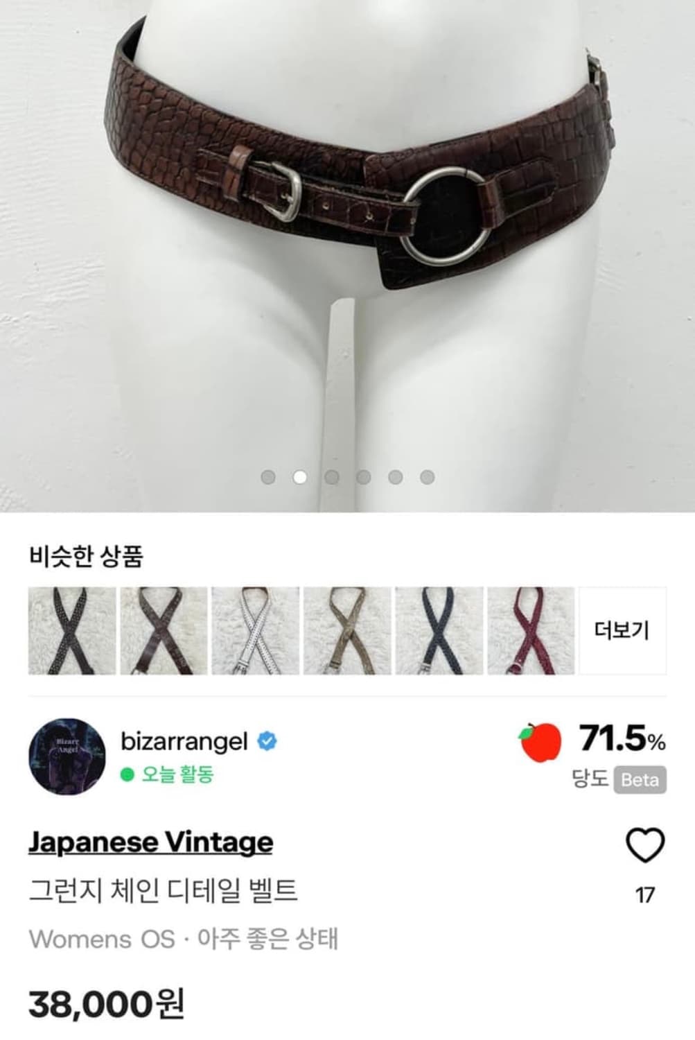 그런지 페어리 와투케 y2k 레더 벨트 벨트 상품이미지1