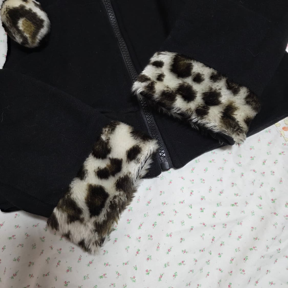 빈티지 초코 호피 퍼 폼폼 네코미미 오네갸루 후드집업 리즈리사 라떼갸루 상품이미지2