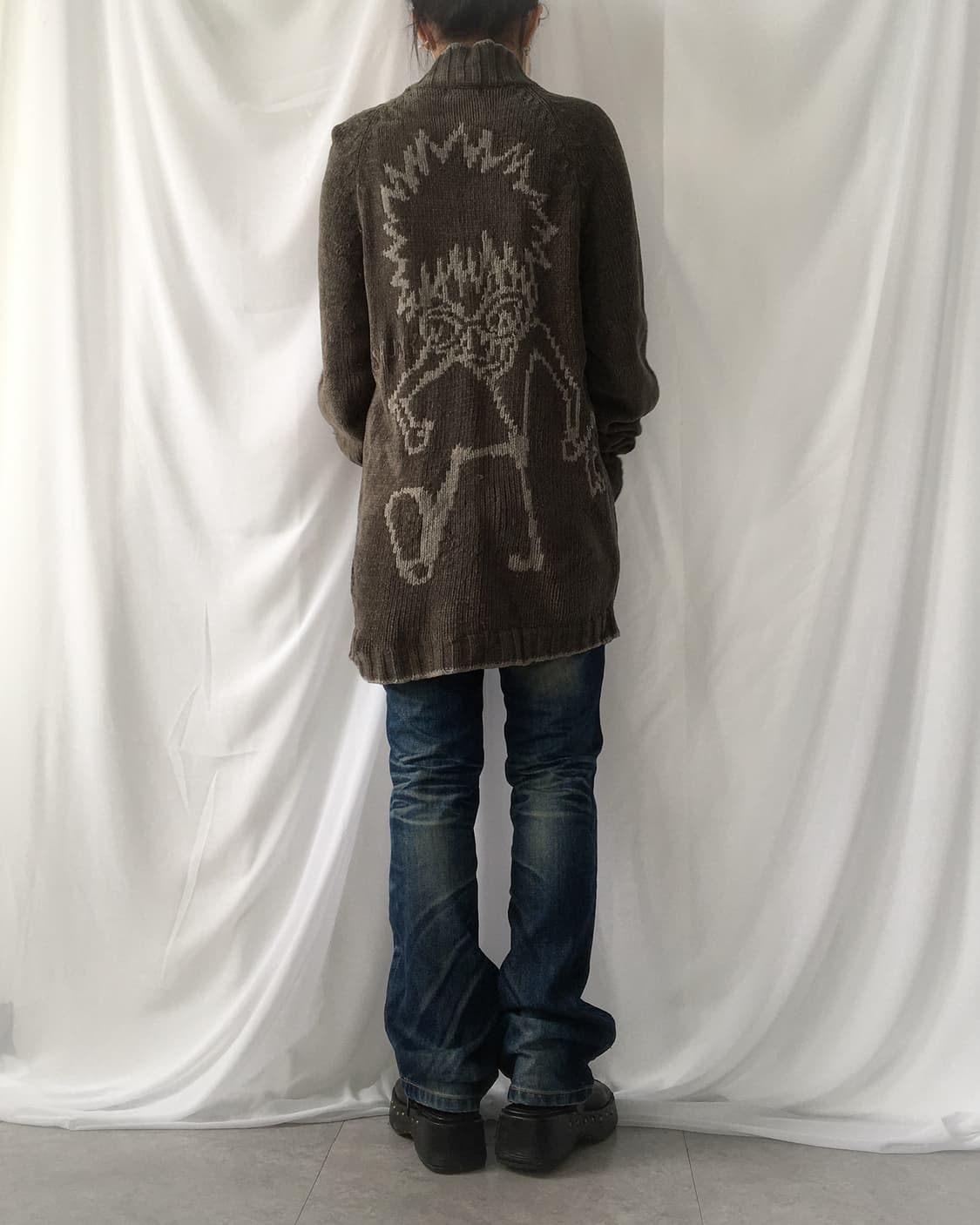 Graphic printing point ribbed high neck  상품이미지8