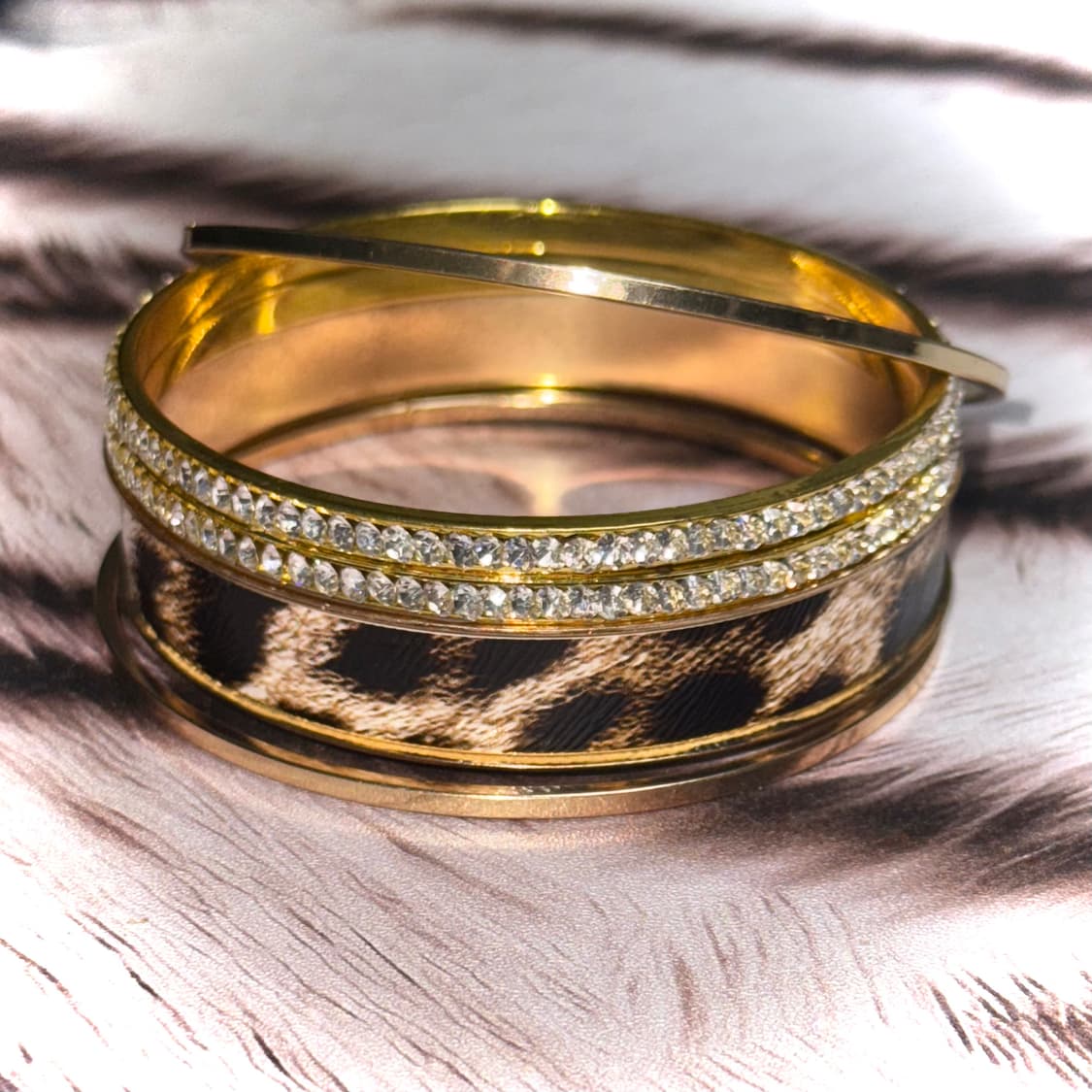 일본 시부야 갸루 골드 호피 큐빅 뱅글 팔찌 세트 상품이미지4