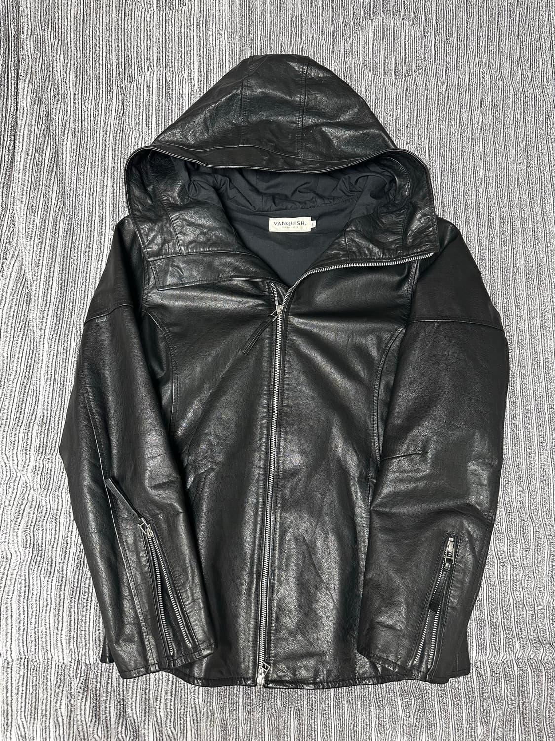 릭오웬스 맛 양가죽 후드 레더자켓 상품이미지1