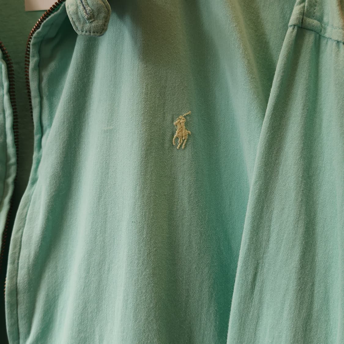 90s 폴로 스윙톱 자켓 스포츠자켓 usa 메이드 썸머코튼 민트색 L 상품이미지7