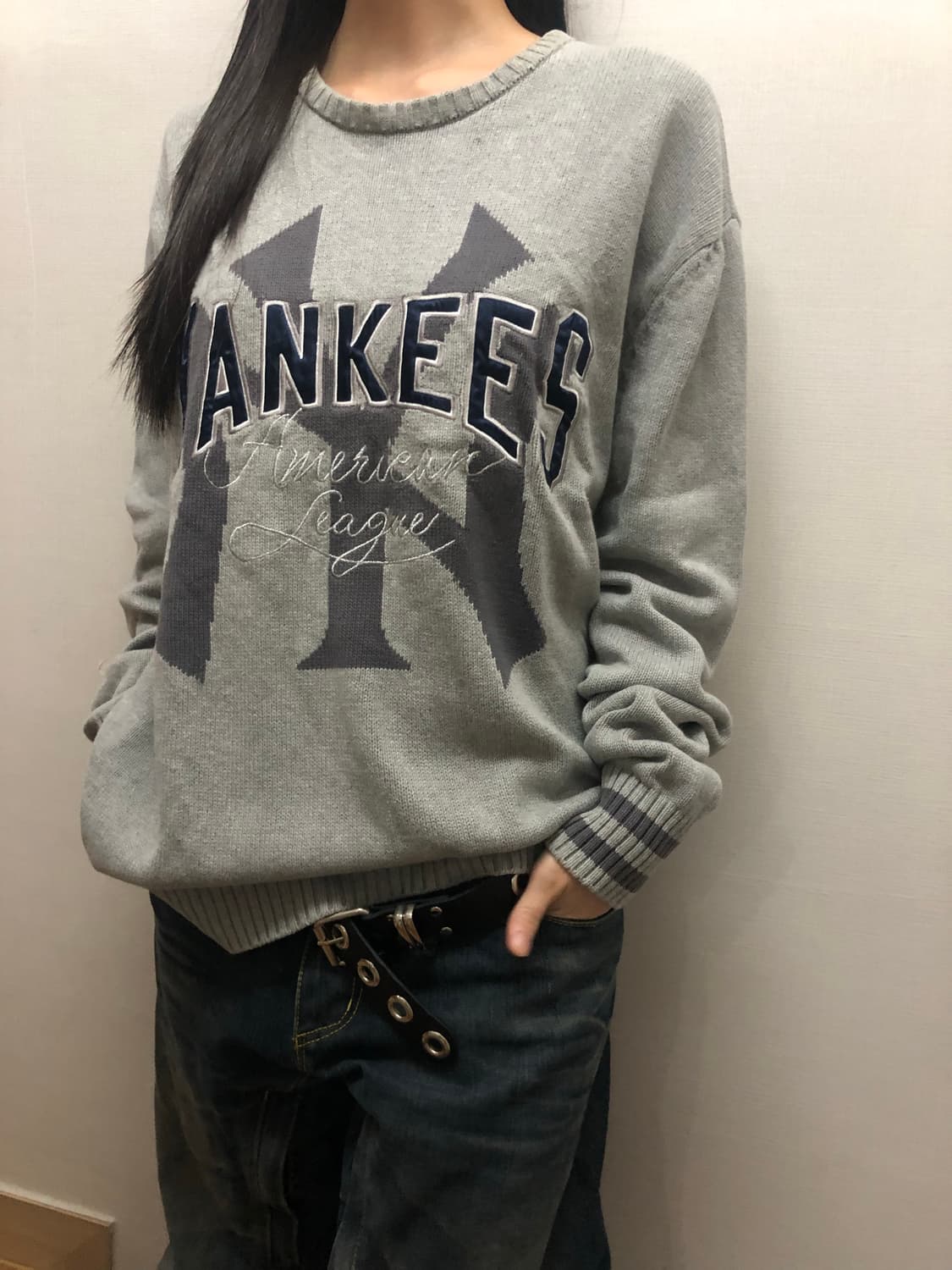 빈티지 mlb 빅 로고 니트 상품이미지3