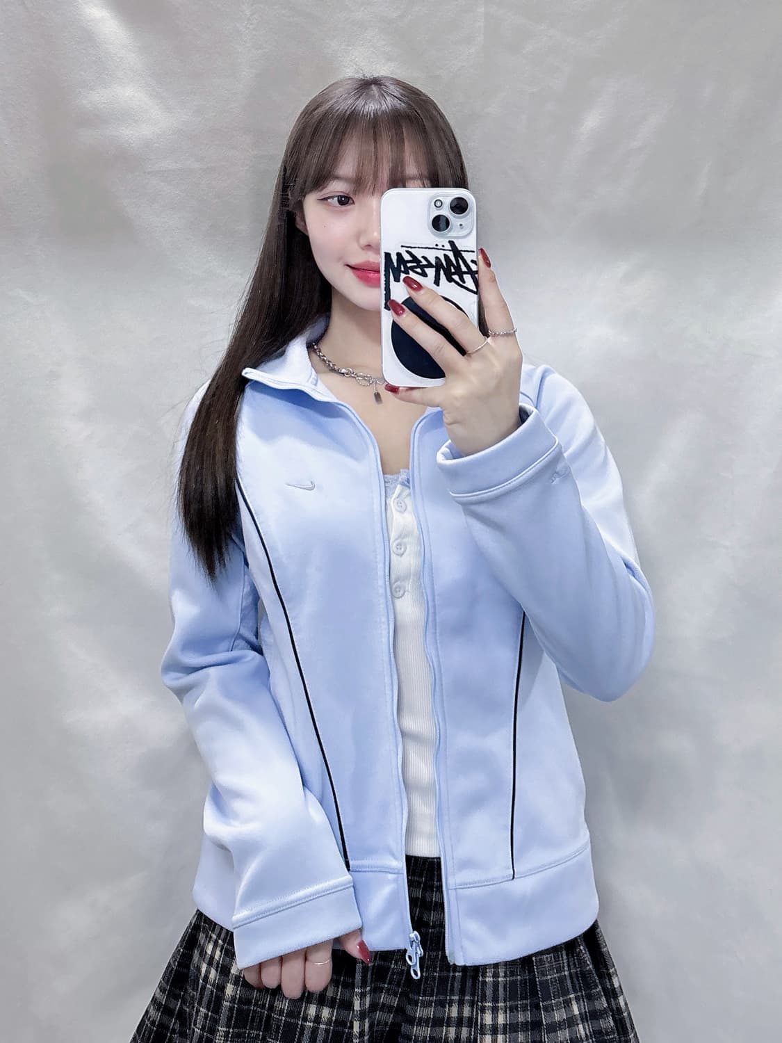 나이키 베이비블루 딱붙 스우시 투웨이 트랙탑 상품이미지2