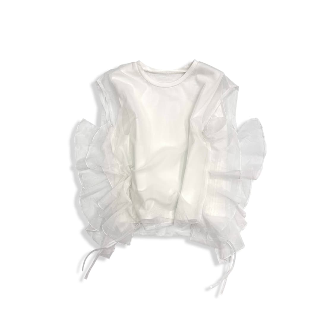Side Frill Veil Sleeveless Top 상품이미지1