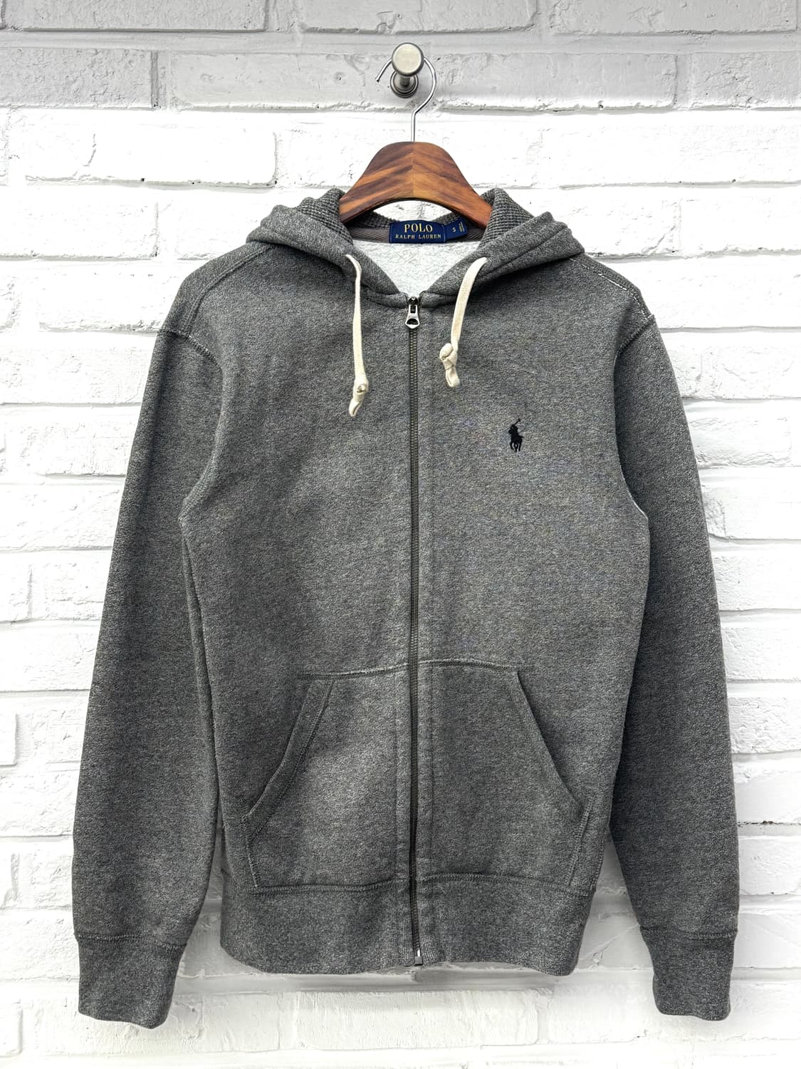 폴로 멜란지그레이 기모 후드집업 상품이미지3