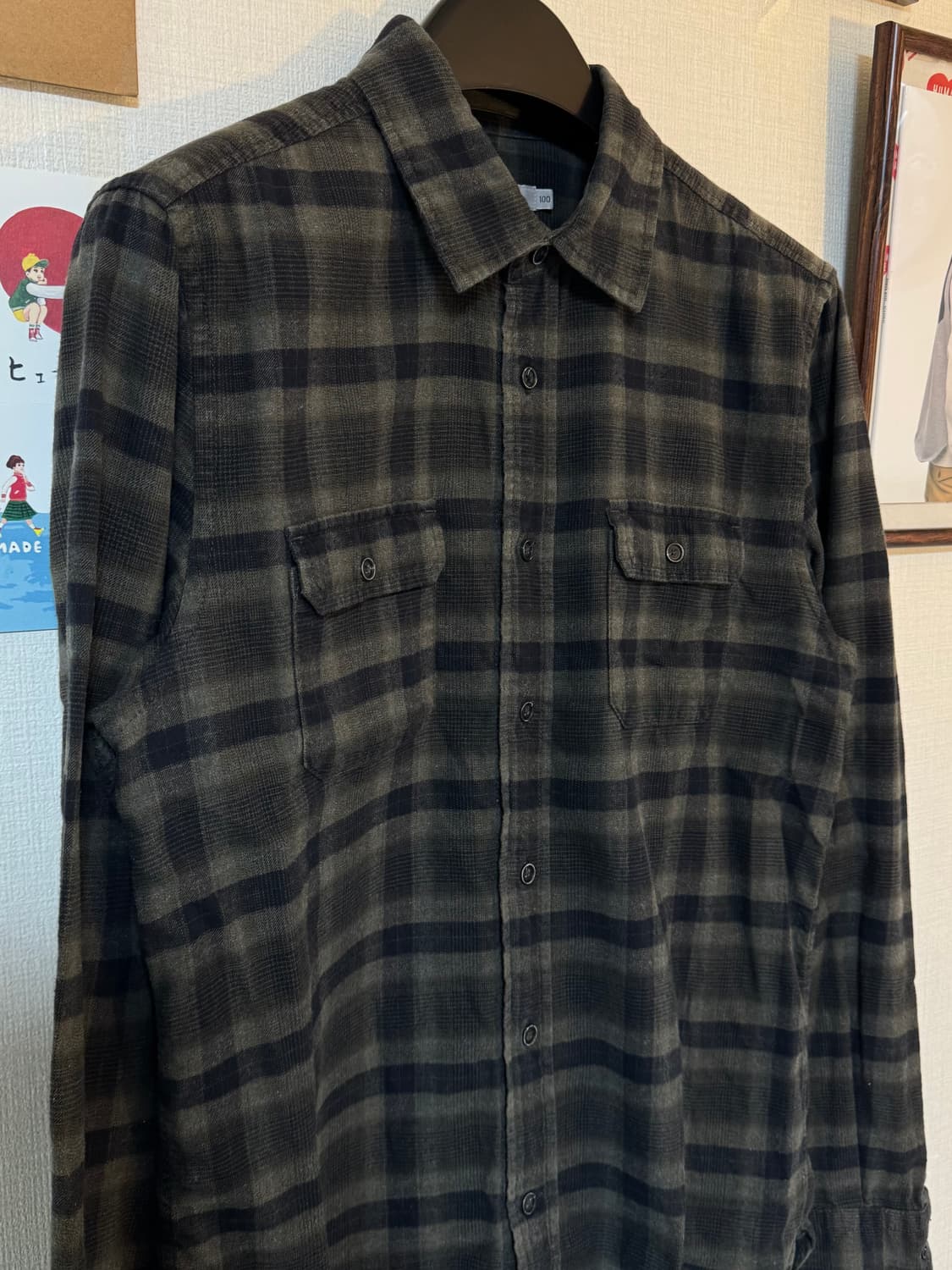 [L]Series 시리즈 플란넬 체크셔츠 다크카키 상품이미지2