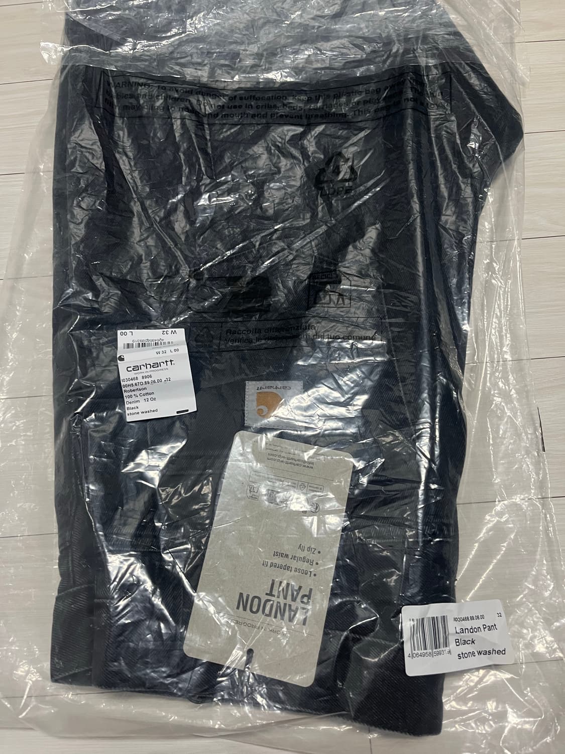 칼하트 wip 랜든팬츠 워시드 블랙 사이즈 32 상품이미지1