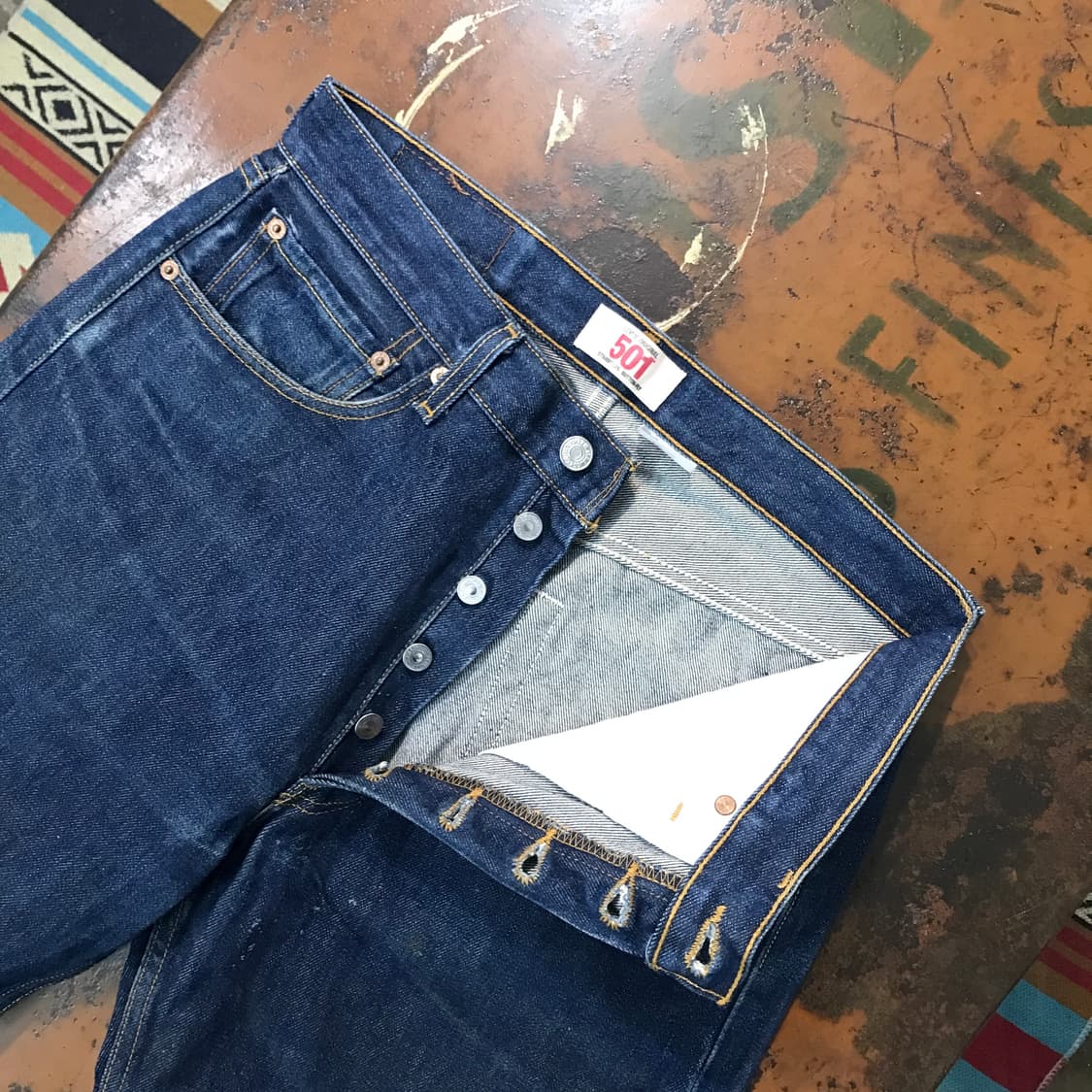 리바이스 501 진청 데님 팬츠 허리 30 31  사이즈 상품이미지5