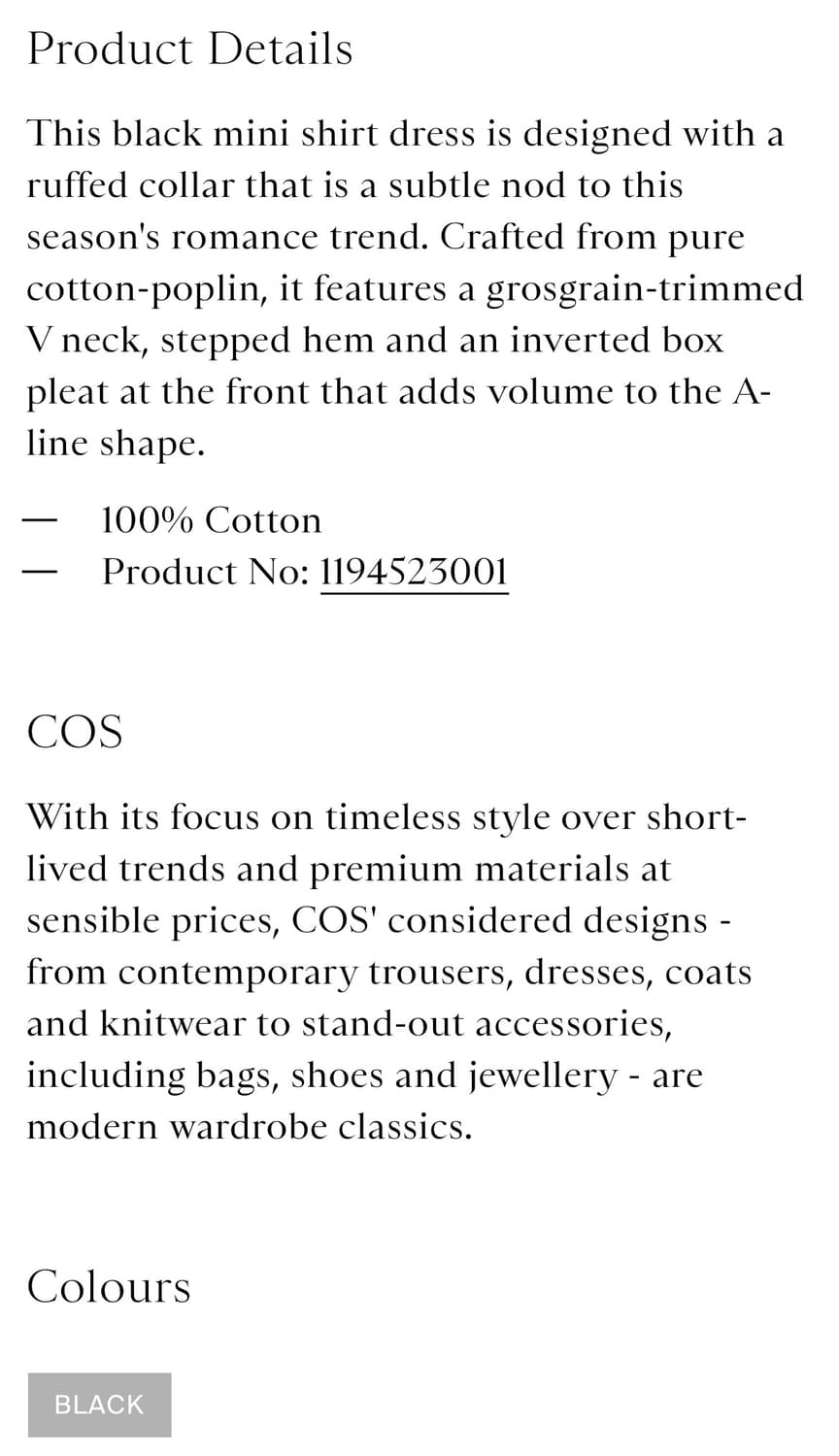 (새상품) Cos mini shirt dress 상품이미지8